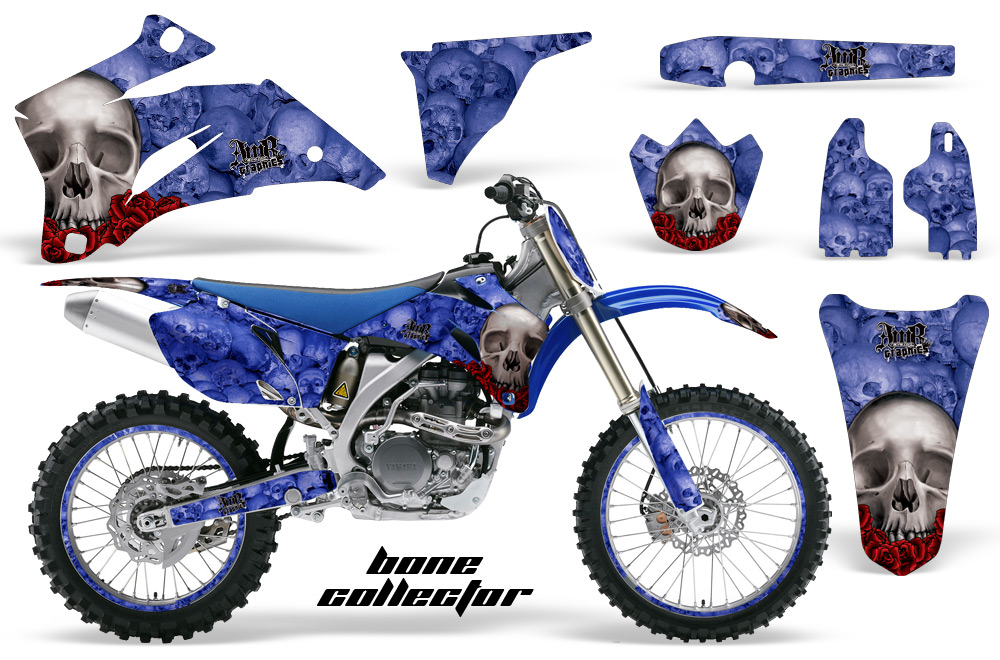 Yamaha YZ 250F 450F 02-09 Graphics Kit Bone Collector Blue NPs